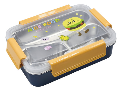 Lonchera Infantil Con Compartimentos Y Cuchara Con Dibujos