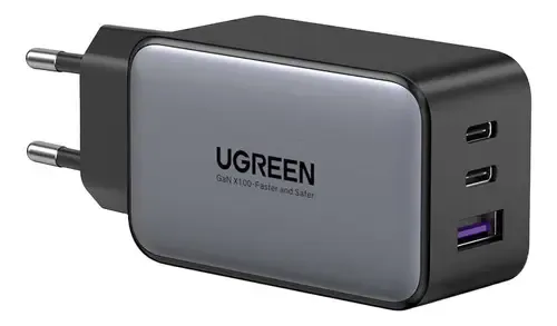 Carregador Turbo Ugreen 65w Gan 3 Portas Cor Preto