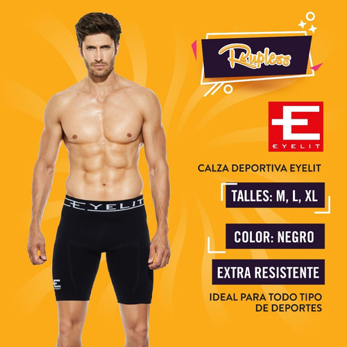 Imagen 2 de 9 de Calza Corta Eyelit Original Hombre Deportiva Elástico Fútbol Running Ciclismo Prenda Interior Térmica Al Cuerpo Rupless