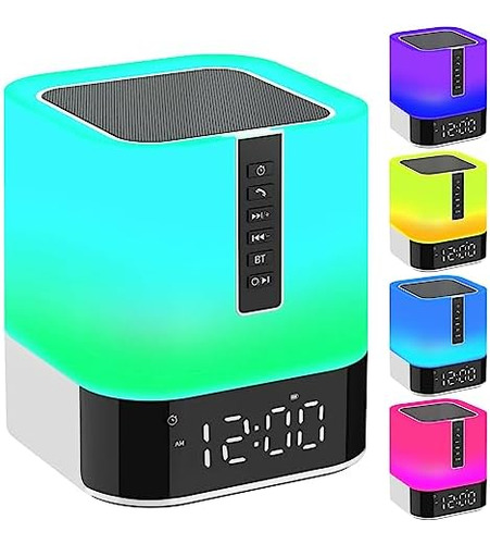 Altavoz Bluetooth Con Reloj Despertador 5 En 1, Lámpara De N