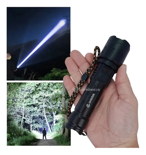 Lanterna Zoom Led Recarregável Com 4 Modos Luz Piscante Ip45