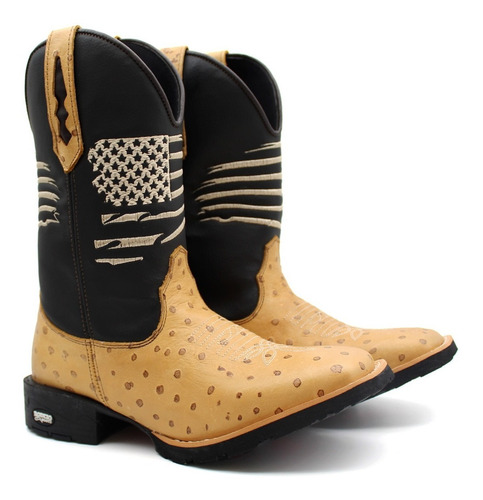 Botina Bota Country Texana Bico Quadrado Rodeio Lançamento