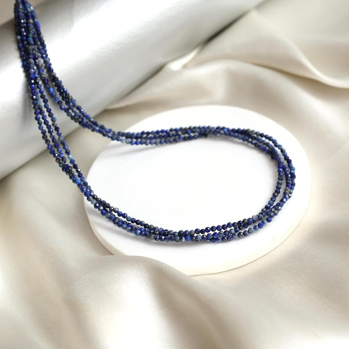 Collar De Lapislázuli Azul Triple Capa Hipoalergénico 18