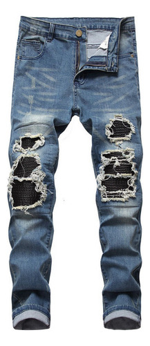 Jeans Con Efecto Roto Desgastado For Hombre