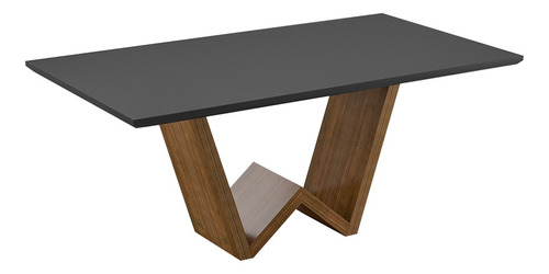 Mesa De Jantar Valentina 180x100cm Preto Base Madeira