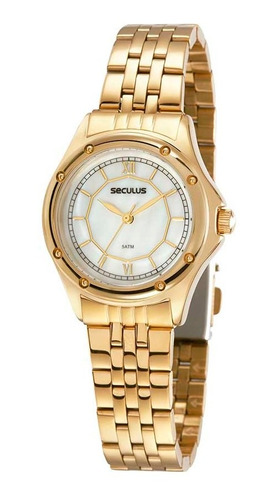 Relógio Seculus Dourado Feminino Clássico 44006lpsvds1