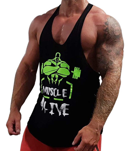 Muscle Alive Camiseta Manga Algodon Espalda Cruzada Arco