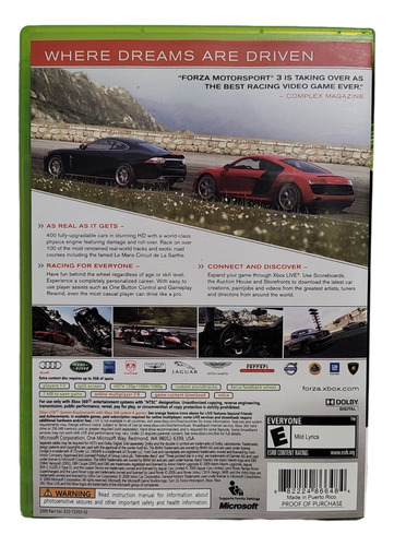 Forza Motorsport 3 Xbox 360 Original Midia Fisica Seminovo (Usado)