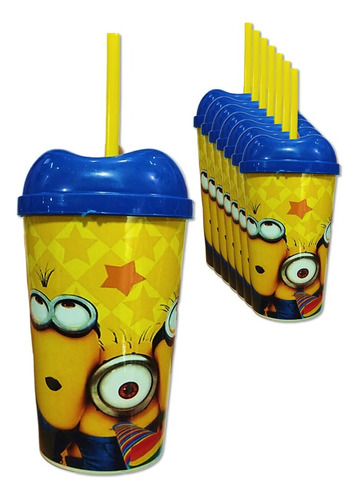 Vaso Pitillo  Botilitos  Sorpresa Minions Fiesta Decoración