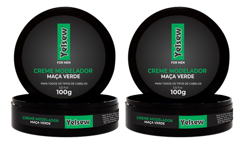 Kit 2 Und Pomada Creme Modelador Maça Verde Yelsew 100g