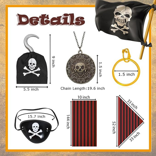 Conjunto De Accesorios Para Disfraz De Pirata Unisex