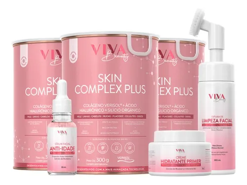 Kit 3 Colágenos + Espuma Facial + Sérum + Creme Viva Beauty