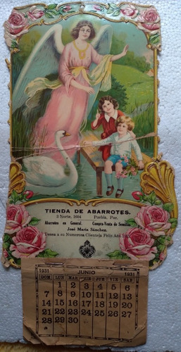 Calendario Antiguo 1931 Tienda De Abarrotes En Puebla