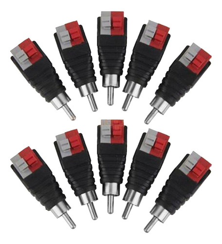 . 10 Conectores De Cable De Audio Música Rca Macho Seguridad