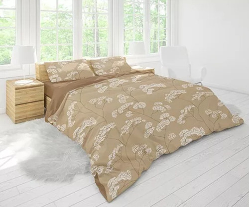 Juego De Sábanas King Size Deluxe Lumiere Color Flor Beige