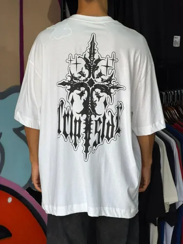 Camiseta Trip Side Branca Oversized Cruz Y2k Lançamento | Frete grátis