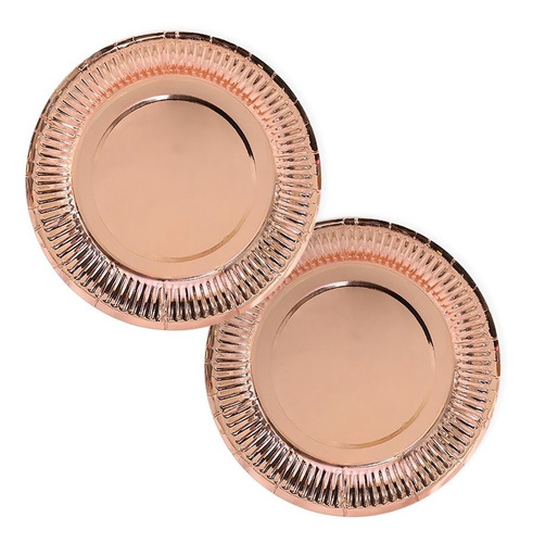 Imagen 2 de 4 de Set Platos, Vasos, Tenedores, Bombillas Rosa Gold 12 Persona
