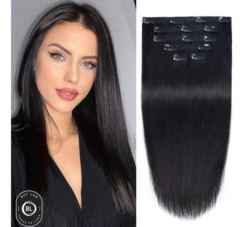 Extensiones Cabello Natural 100% Cortina Clip Liso Postizo