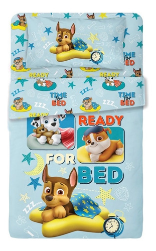 Acolchado Cuna Funcional Paw Patrol 110x160 Cm + Sábanas  