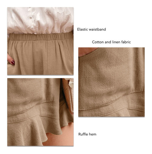 Pantalones Cortos De Lino De Algodón Con Dobladillo De Volan