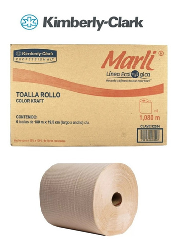 Toalla En Rollo Ecológica Marli Caja 6 Rollos 180m Cu 92244 