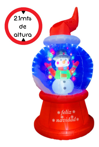 Figura Navideña Inflable Esfera De Nieve Con Muñeco 2.1m