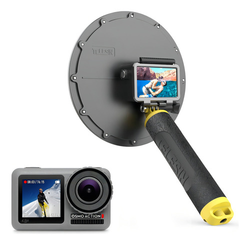 Dome para Dji Osmo Action 5 4 3 Com Gatilho e Bastão Flutuante Telesin