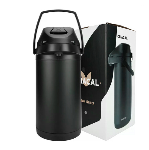 Garrafa Térmica Em Aço Inox 4 Litros Preta - Chacal