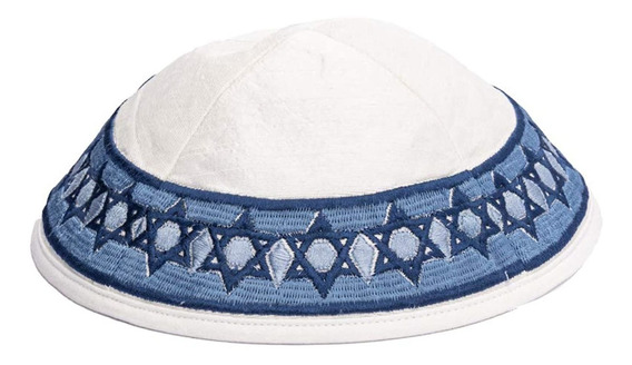 Blanco Jerusalén Satén Yarmulke kipá 20 cm diámetro Judío Judaico kipá Sombrero 