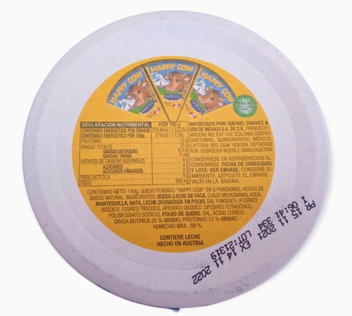 Caja Queso Fundido Happy Cow 140g Con 8 Triángulos