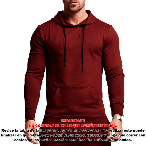 Imagen 5 de 9 de Buzo Canguro Capucha Hombre Slim Fit Hoodie Camperas