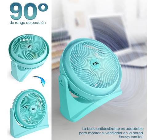 Ventilador De Escritorio O Mesa De 3 Velocidades +hogar 25 Cm 40 Agua Aqua Plástico 3
