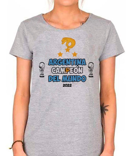 Remera De Mujer Argentina Campeon Mundial Messi M25