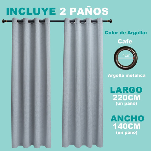 Cortinas Bumbu Liso Hogar 2 Panos 140x220 Cm