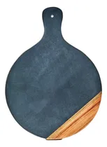 Comprar Tabla Redonda Laja Negra Y Acacia Nonfork® - Cc Online Laja Negra Y Dorado