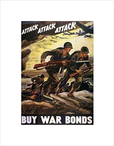 War Ww2 Attack Bond Soldier Gun Anuncio Vintage Art Print B1