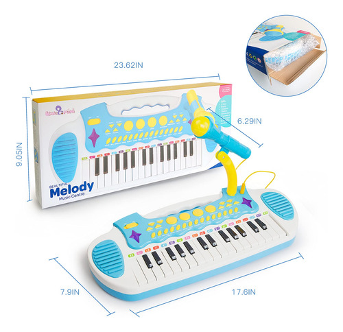 Piano Toy Keyboard Love&mini Para Niños Con 31 Teclas Y Micr