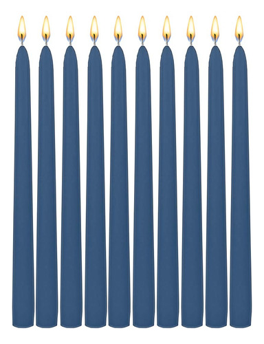 10 Velas Largas Azul Marino 35cm Para Candelabro Aluzza