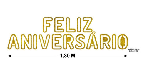 Painel Feliz Aniversário Dourado 1,30m