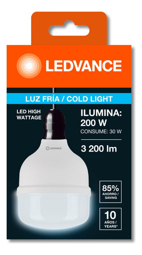 Foco Led De Alta Potencia E27 Luz Fría Blanca Ledvance 30w Blanco Frío