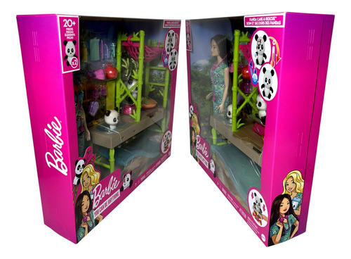 Playset Conjunto Boneca Menina Barbie Morena Oriental Profissões Veterinária - Resgate Dos Pandas Com Acessórios E Mini Pet Animal - Boneco Pandinha Muda De Cor Banho Panda Sujo - Mattel Brinquedos