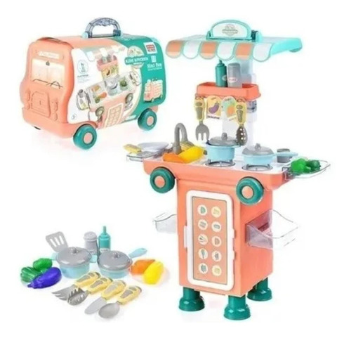 Cocinita Infantil Carrito Incluido Con 43 Accesorios Cocina