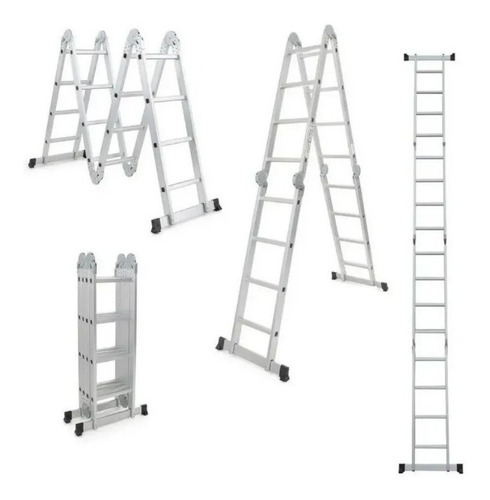 Imagen 4 de 4 de Escalera de aluminio multipropósito Garden Life TE1700 plateado