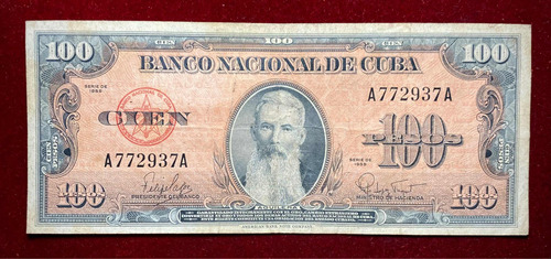 Billete 100 Pesos Cuba 1959 Pick 93 A Aguilera Oferta