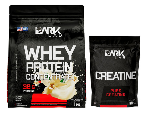Whey Concentrado 1kg + Creatina Pura 500g Dark Lab Sabor Baunilha