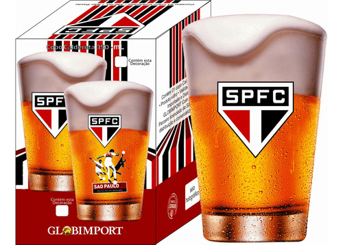 Copo Cerveja E Chopp São Paulo Tricolor Fc 350 Ml Presente Cor Transparente