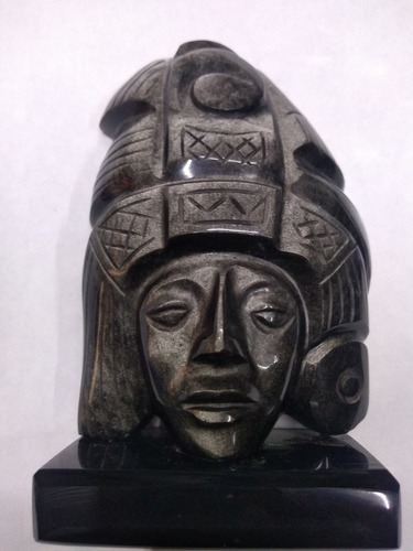 Mascara De Obsidiana Plata Artesania Prehispanica Maya Rep.