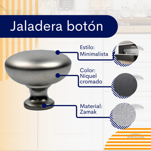 Jaladera Tipo Botón Zamak Niquel Cromado***