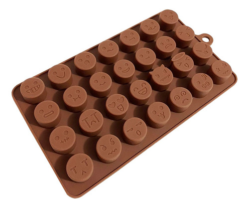 Molde Silicón 28 Mini Emojis Repostería Chocolate Gomitas Marrón