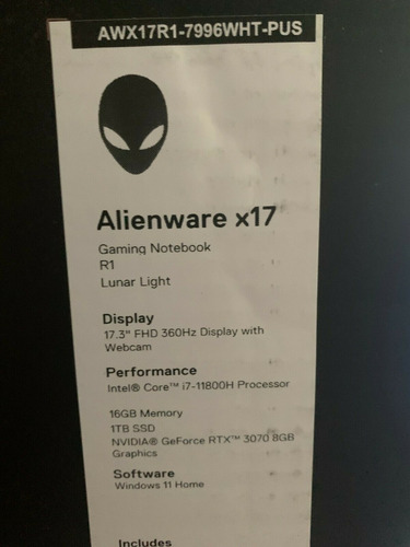 Imagen 1 de 2 de Alienware X17 R1 De 17,3 Pulgadas